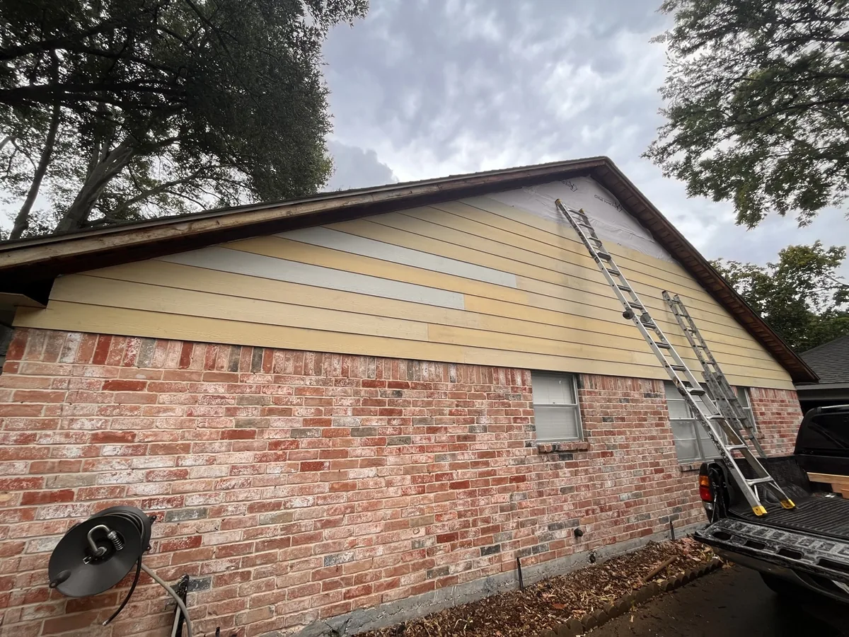 New James Hardie fiber-cement boards installed on the gable end